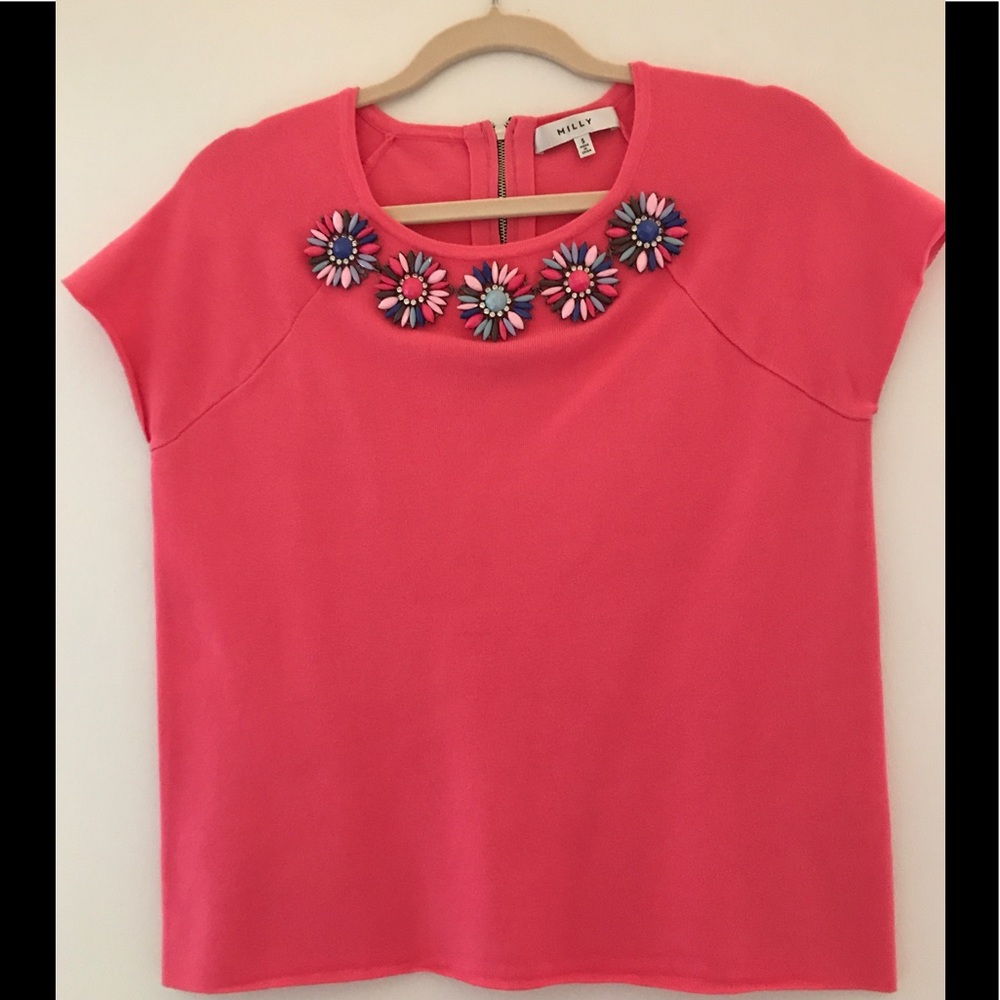 MILLY pink jeweled top SIZE SMALL